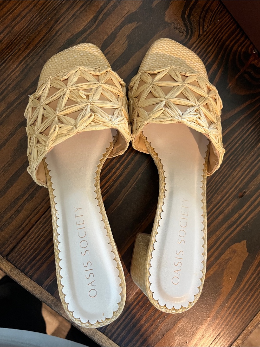 Oasis Society Cream Woven Slide Mules
